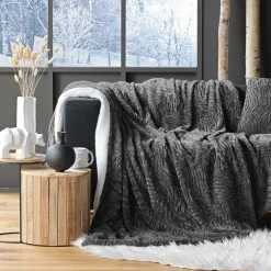 DOUCEUR D'INTERIEUR Plaid fausse fourrure (150 cm) Toronto Taupe foncé Clearance
