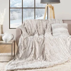 douceur d'intu017drieur Plaid fausse fourrure (180 x 220 cm) Lynx Beige Hot
