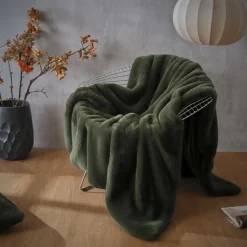 EMINZA Plaid fausse fourrure (140 x 200 cm) Finn Vert kaki Best