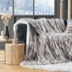 DOUCEUR D'INTERIEUR Plaid fausse fourrure (180 x 220 cm) Caribou Taupe New