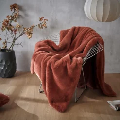 EMINZA Plaid fausse fourrure (140 x 200 cm) Finn Terracotta