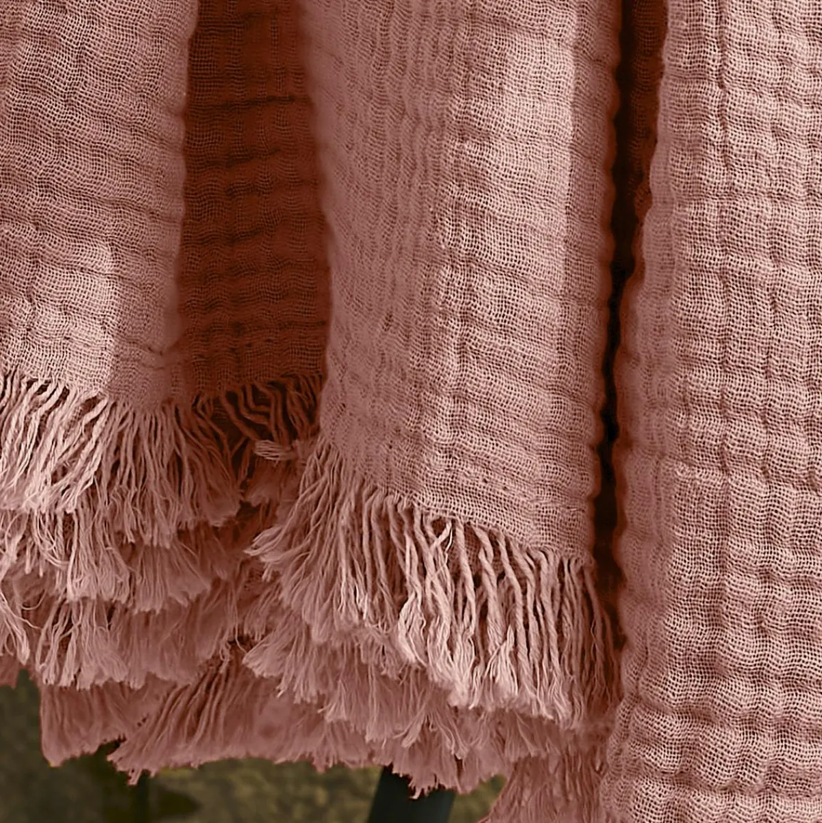 EMINZA Plaid gaze de coton (130 x 160 cm) Gaïa Rose Pêche Outlet