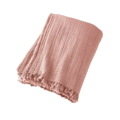 EMINZA Plaid gaze de coton (130 x 160 cm) Gaïa Rose Pêche Outlet
