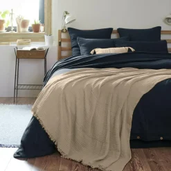 EMINZA Plaid gaze de coton (180 x 220 cm) Gaïa Ficelle Best