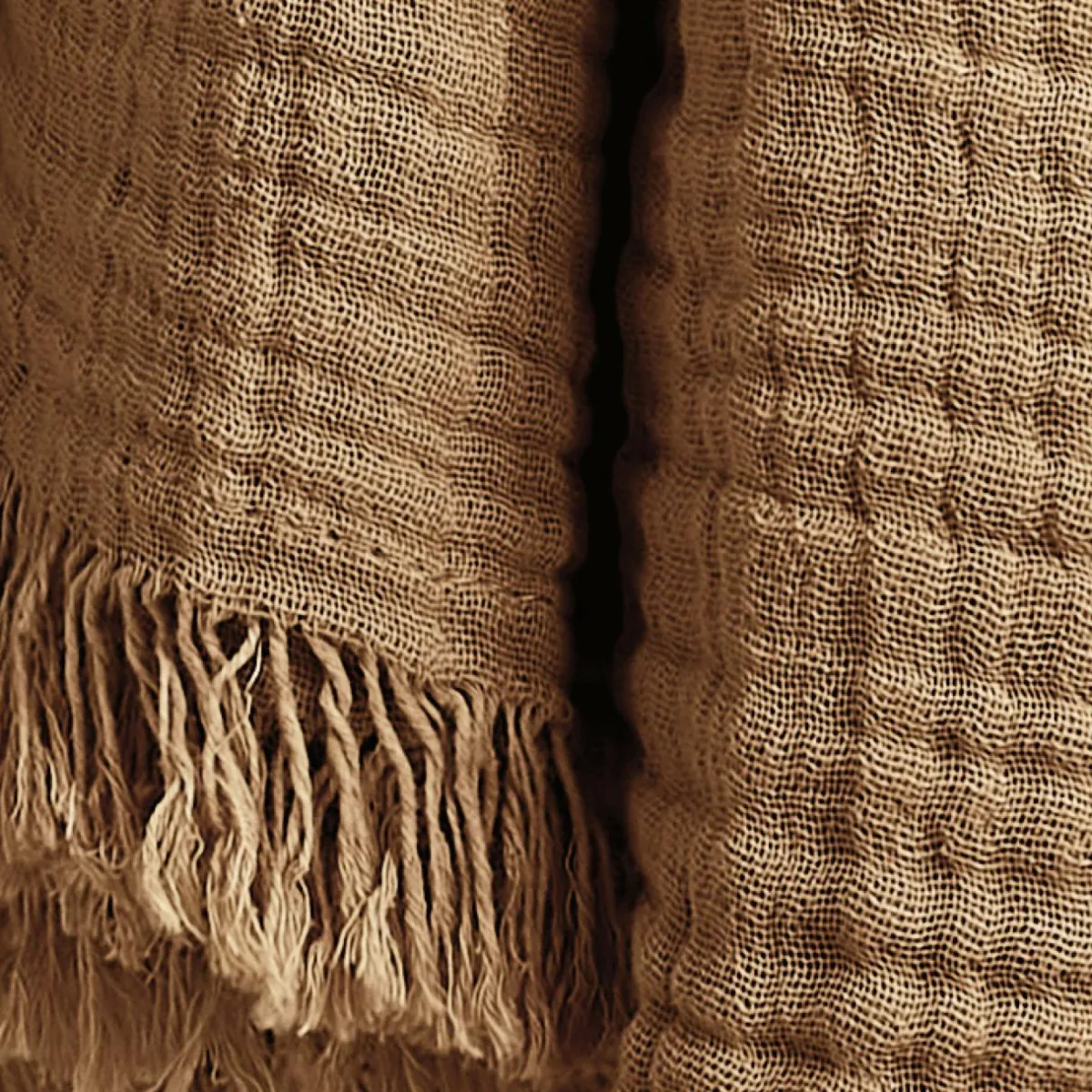 EMINZA Plaid gaze de coton (180 x 220 cm) Gaïa Camel Best