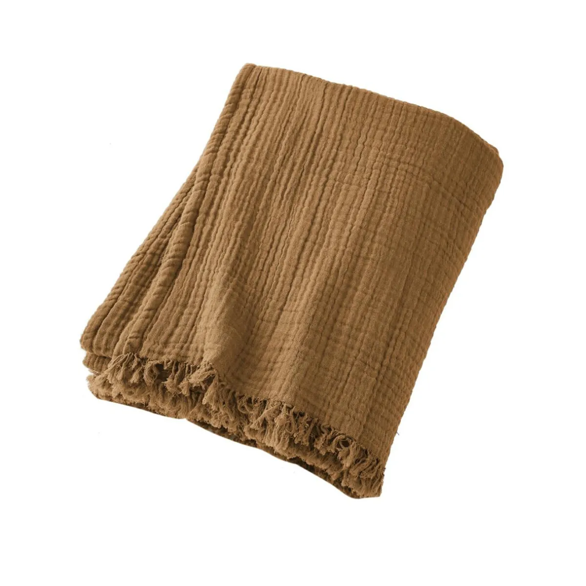 EMINZA Plaid gaze de coton (180 x 220 cm) Gaïa Camel Best