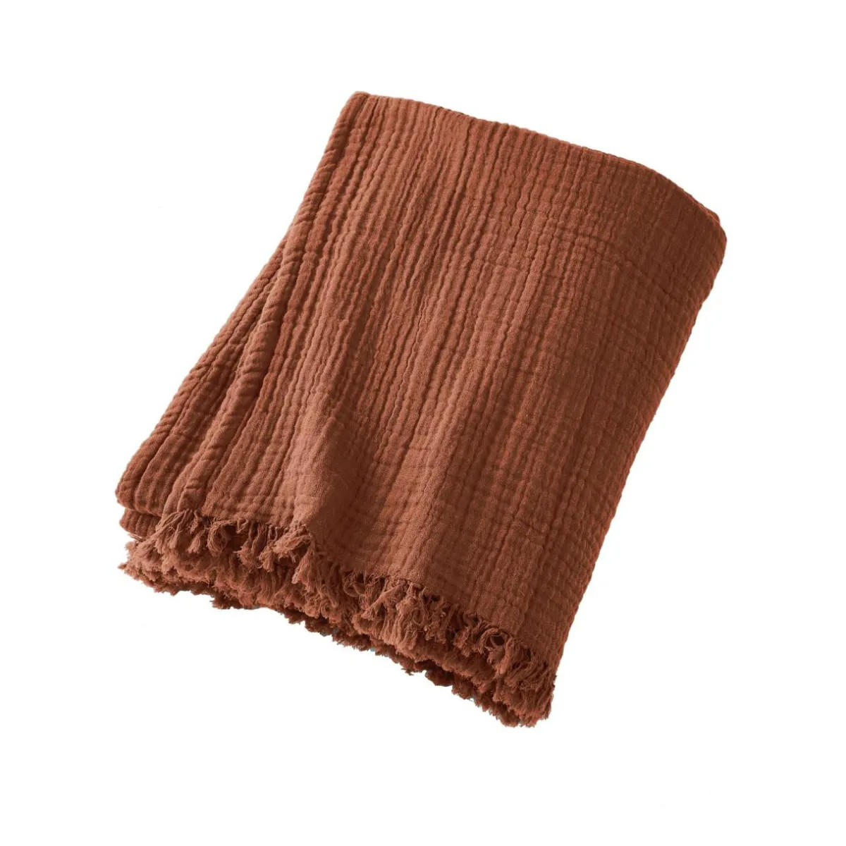 EMINZA Plaid gaze de coton (130 x 160 cm) Gaïa Terracotta Hot