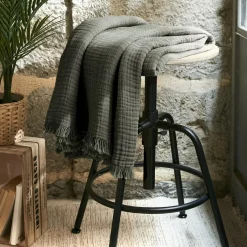 EMINZA Plaid gaze de coton (130 x 160 cm) Gaïa Vert romarin Discount