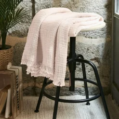 EMINZA Plaid gaze de coton (130 x 160 cm) Gaïa Rose poudré Clearance
