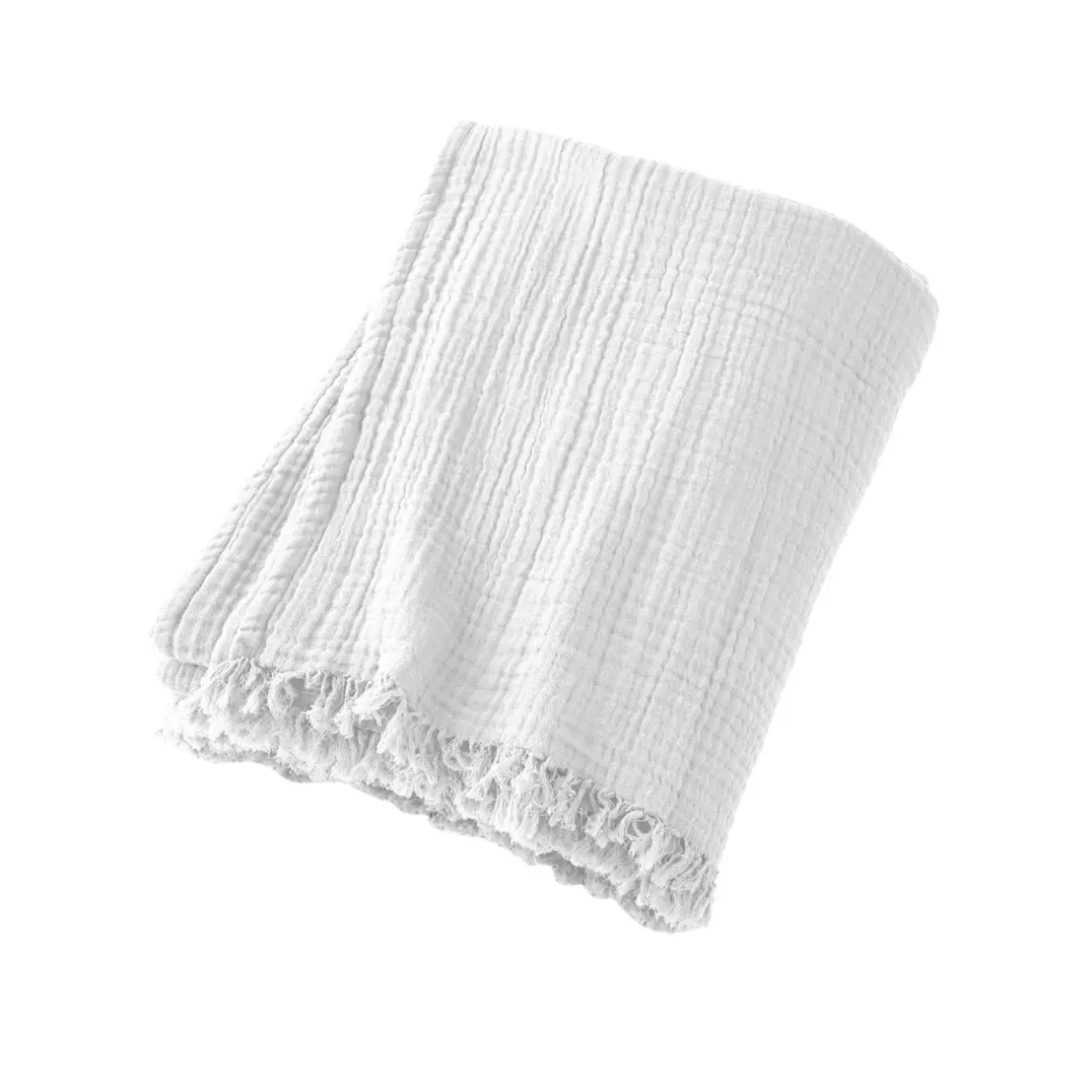 EMINZA Plaid gaze de coton (130 x 160 cm) Gaïa chantilly Blanc Online