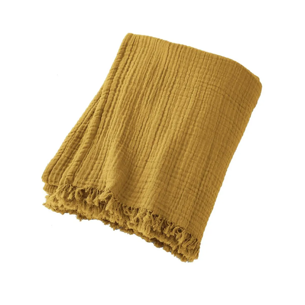 EMINZA Plaid gaze de coton (130 x 160 cm) Gaïa Jaune safran