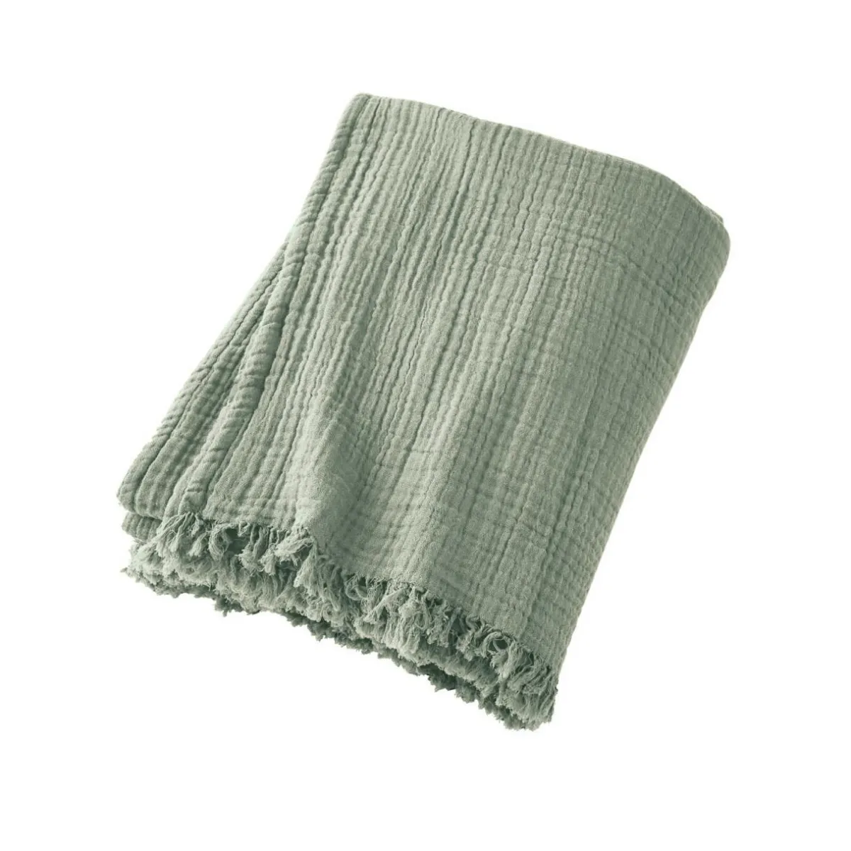 EMINZA Plaid gaze de coton (130 x 160 cm) Gaïa Vert Eucalyptus Online
