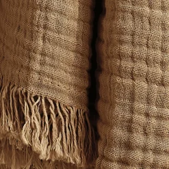 EMINZA Plaid gaze de coton (130 x 160 cm) Gaïa Camel Online