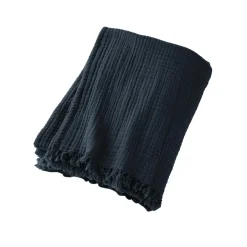 EMINZA Plaid gaze de coton (130 x 160 cm) Gaïa Bleu nuit