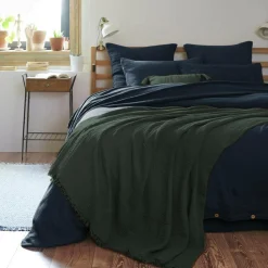 EMINZA Plaid gaze de coton (180 x 220 cm) Gaïa Vert sapin Hot