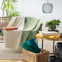 DOUCEUR D'INTERIEUR Plaid polycoton (180 x 220 cm) Lucile Bleu Sale