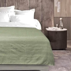 DOUCEUR D'INTERIEUR Plaid polycoton (220 x 240 cm) Lucile Vert sauge Outlet