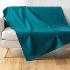 DOUCEUR D'INTERIEUR Plaid polycoton (220 x 240 cm) Lucile Bleu Best
