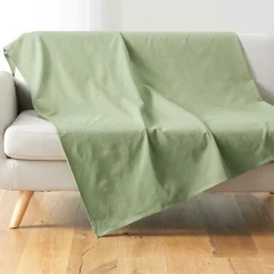 DOUCEUR D'INTERIEUR Plaid polycoton (180 x 220 cm) Lucile Vert sauge Best