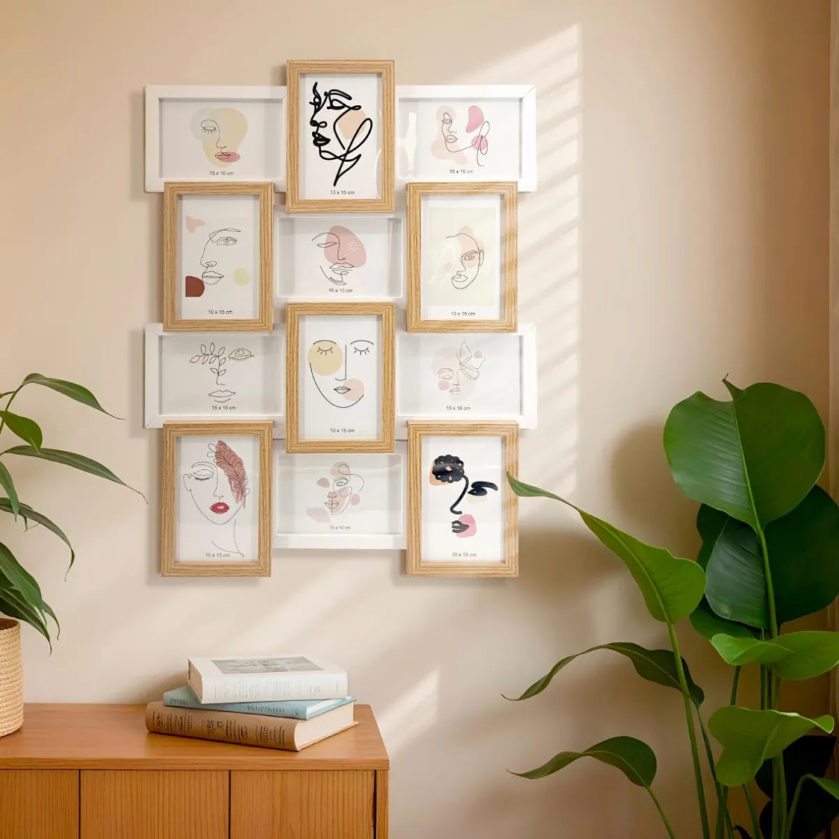 EMINZA Pêle-mêle mural 12 photos bois (H59 cm) Zola Beige Outlet