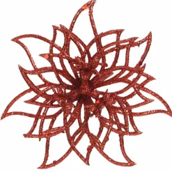 KAEMINGK Poinsettia de Noël Chic sur clip (D14 cm) Rouge Clearance