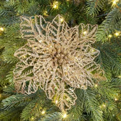 KAEMINGK Poinsettia de Noël paillettes sur clip (D23,5 cm) Or Online