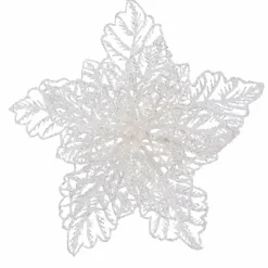 KAEMINGK Poinsettia de Noël paillettes sur clip (D23 cm) Blanc Online