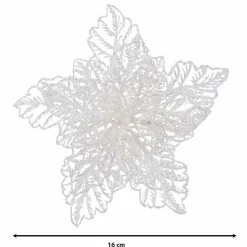 KAEMINGK Poinsettia de Noël paillettes sur clip (D23 cm) Blanc Online