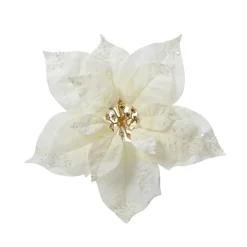 KAEMINGK Poinsettia de Noël sur clip (D25 cm) Pureté pailletée Blanc Online