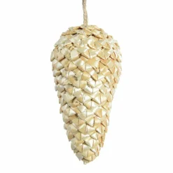 KAEMINGK Pomme de pin de Noël à suspendre (H11 cm) Paille Or Sale