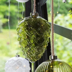 KAEMINGK Pomme de pin lumineuse en verre à piles 15 LED (H21 cm) Vintage Thé /blanc chaud Vert Discount