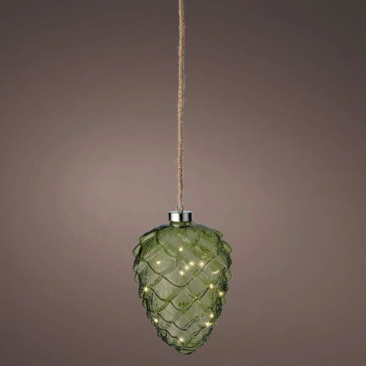 KAEMINGK Pomme de pin lumineuse en verre à piles 15 LED (H21 cm) Vintage Thé /blanc chaud Vert Discount