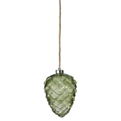 KAEMINGK Pomme de pin lumineuse en verre à piles 15 LED (H21 cm) Vintage Thé /blanc chaud Vert Discount