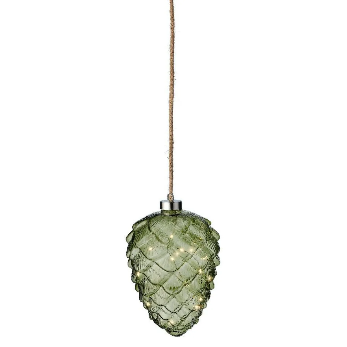 KAEMINGK Pomme de pin lumineuse en verre à piles 15 LED (H21 cm) Vintage Thé /blanc chaud Vert Discount