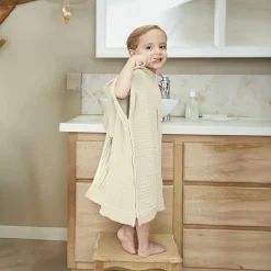 EMINZA Poncho de bain enfant gaze de coton 6/10 ans Gaïa pampa Beige New