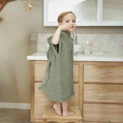 EMINZA Poncho de bain enfant gaze de coton 6/10 ans Gaïa Vert romarin Sale