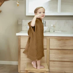 EMINZA Poncho de bain enfant gaze de coton 6/10 ans Gaïa Camel Outlet