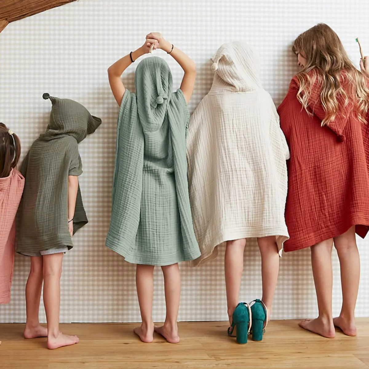 EMINZA Poncho de bain enfant gaze de coton 6/10 ans Gaïa Camel Outlet