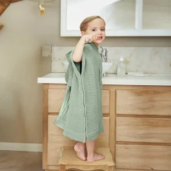 EMINZA Poncho de bain enfant gaze de coton 6/10 ans Gaïa Vert Eucalyptus Clearance