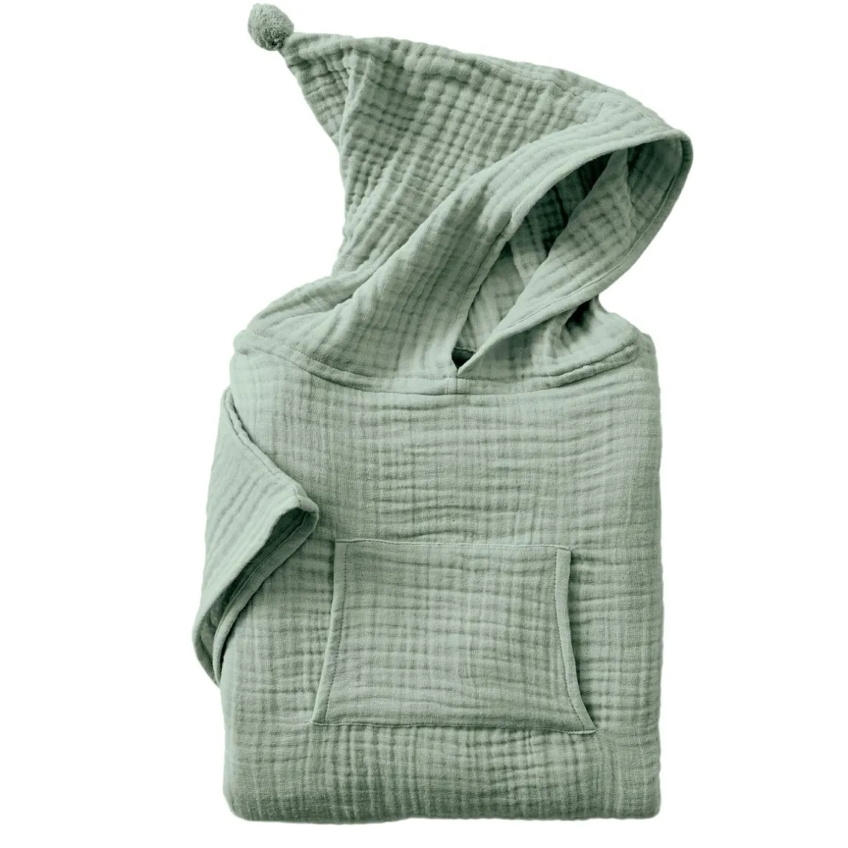 EMINZA Poncho de bain enfant gaze de coton 6/10 ans Gaïa Vert Eucalyptus Clearance