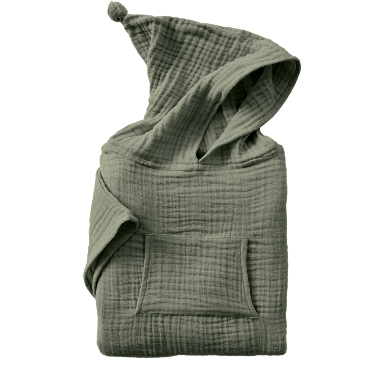 EMINZA Poncho de bain enfant gaze de coton 2/5 ans Gaïa Vert romarin New