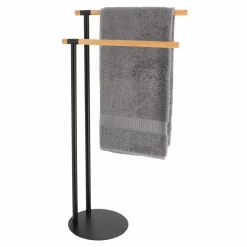 TENDANCE Porte serviette 2 barres (H77 cm) Bambou Noir Discount