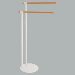 TENDANCE Porte serviette 2 barres (H77 cm) Bambou Blanc New