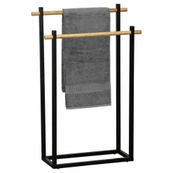 TENDANCE Porte serviette à poser 2 barres (H82 cm) Bambou Noir Sale