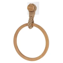 TENDANCE Porte serviette adhésif arrondi (D21 cm) Corde Naturel Hot