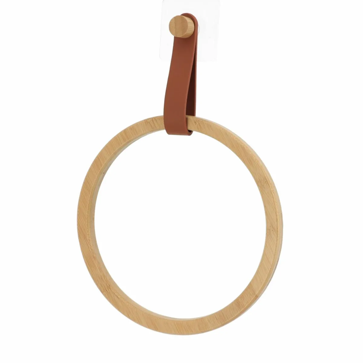 TENDANCE Porte serviette adhésif arrondi (D21 cm) Easy Chic Caramel