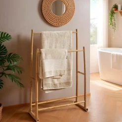 TENDANCE Porte serviette canne de bambou 2 niveaux (H105 cm) Hanoï Naturel Discount