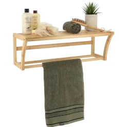 TENDANCE Porte serviette mural bambou (60 x H20 cm) Harmonie Naturel Clearance