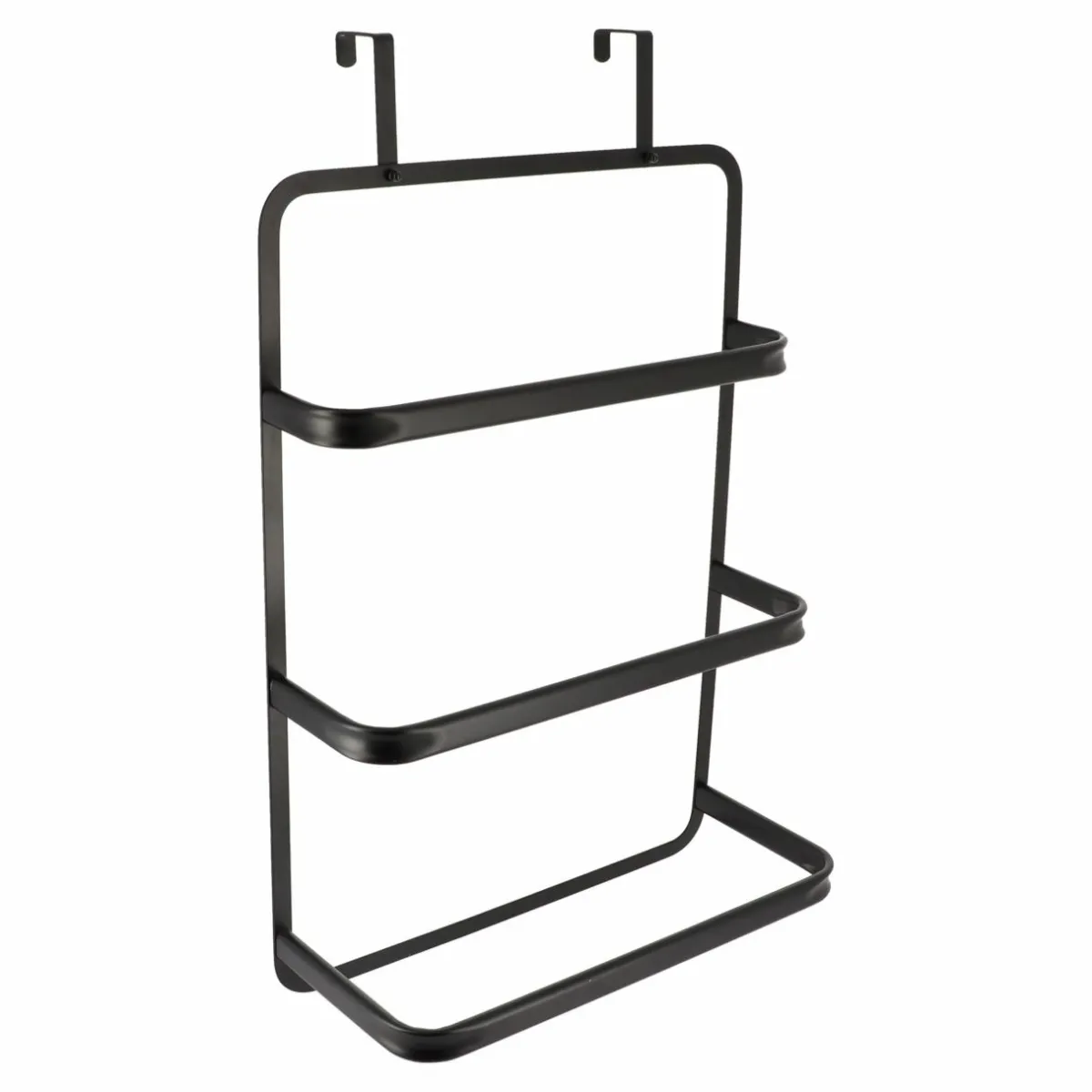TENDANCE Porte serviette sur porte 3 barres (42 x H69 cm) Métal Noir Discount