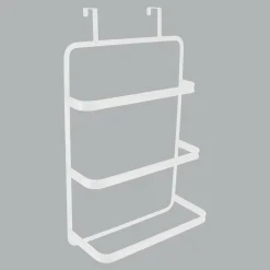 TENDANCE Porte serviette sur porte 3 barres (42 x H69 cm) Métal Blanc